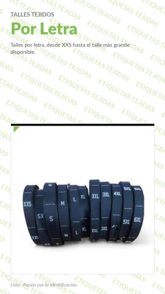 Tarjeta Talles Tejidos por Letra Uxia